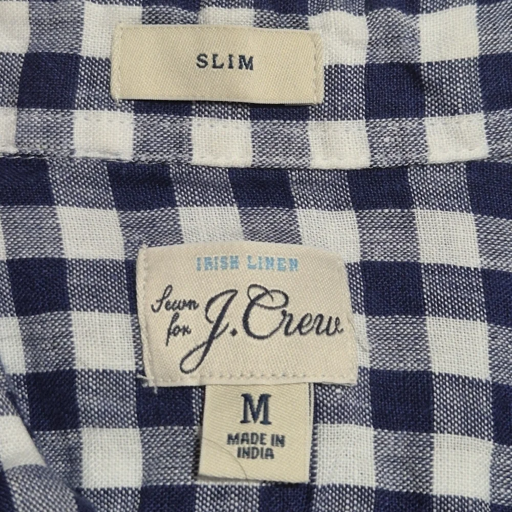 J,CREW Men's Blue Checkered Shirt...SIZE:M